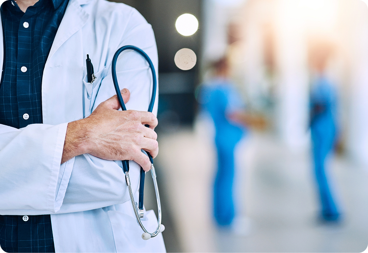 Healthcare professional holding a stethoscope